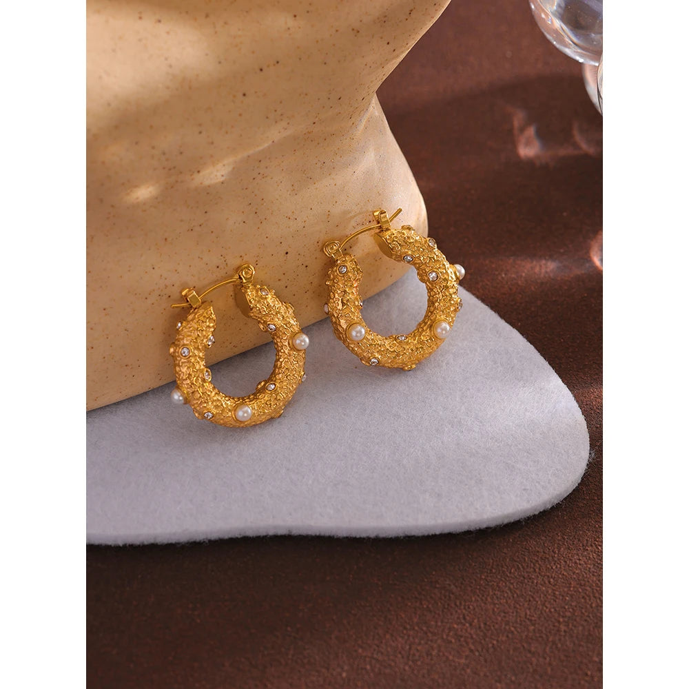 Stainless Steel Golden Round Hoop Earrings Jewelry