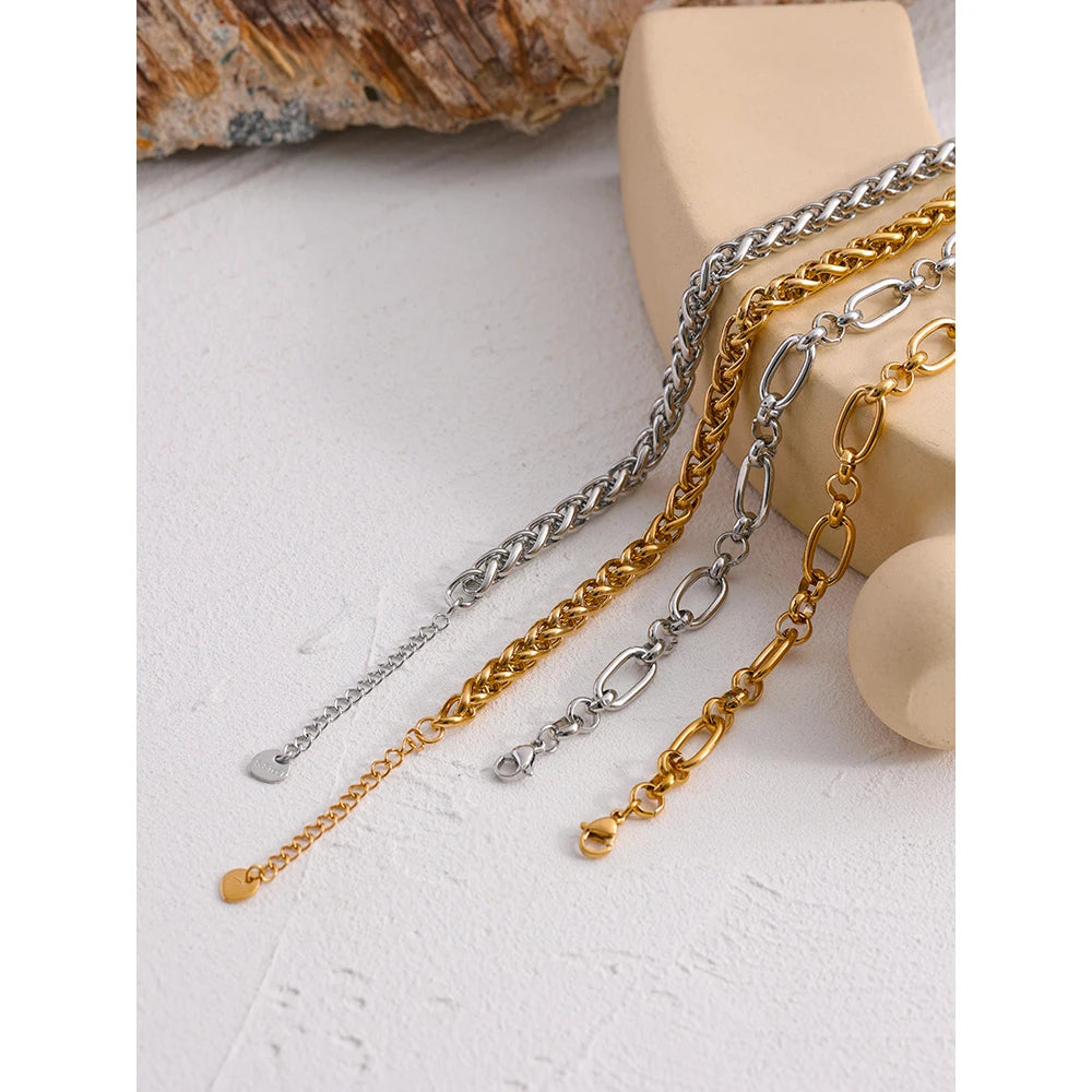 Stainless Steel Chain Necklace Statement Golden Glossy Thick Chunky Collar Necklace