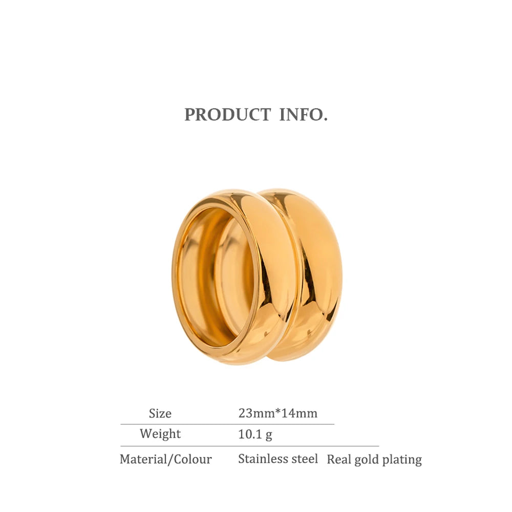 Stylish Stainless Steel Layered Metal Texture Ring  18k Gold Plated  Jewelry