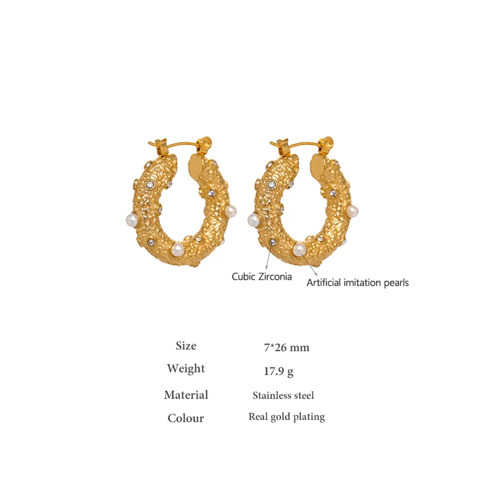 Stainless Steel Golden Round Hoop Earrings Jewelry