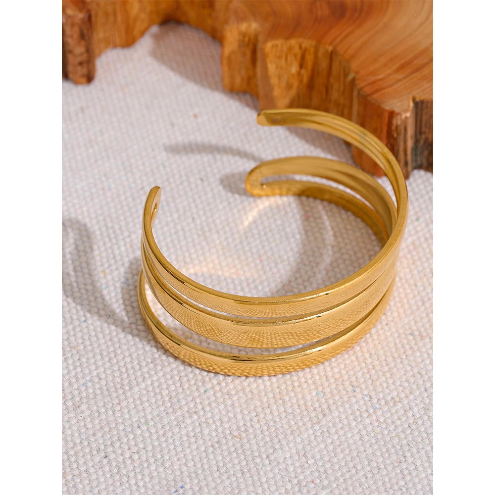 Stainless Steel Statement Gold Color Cuff Bracelet