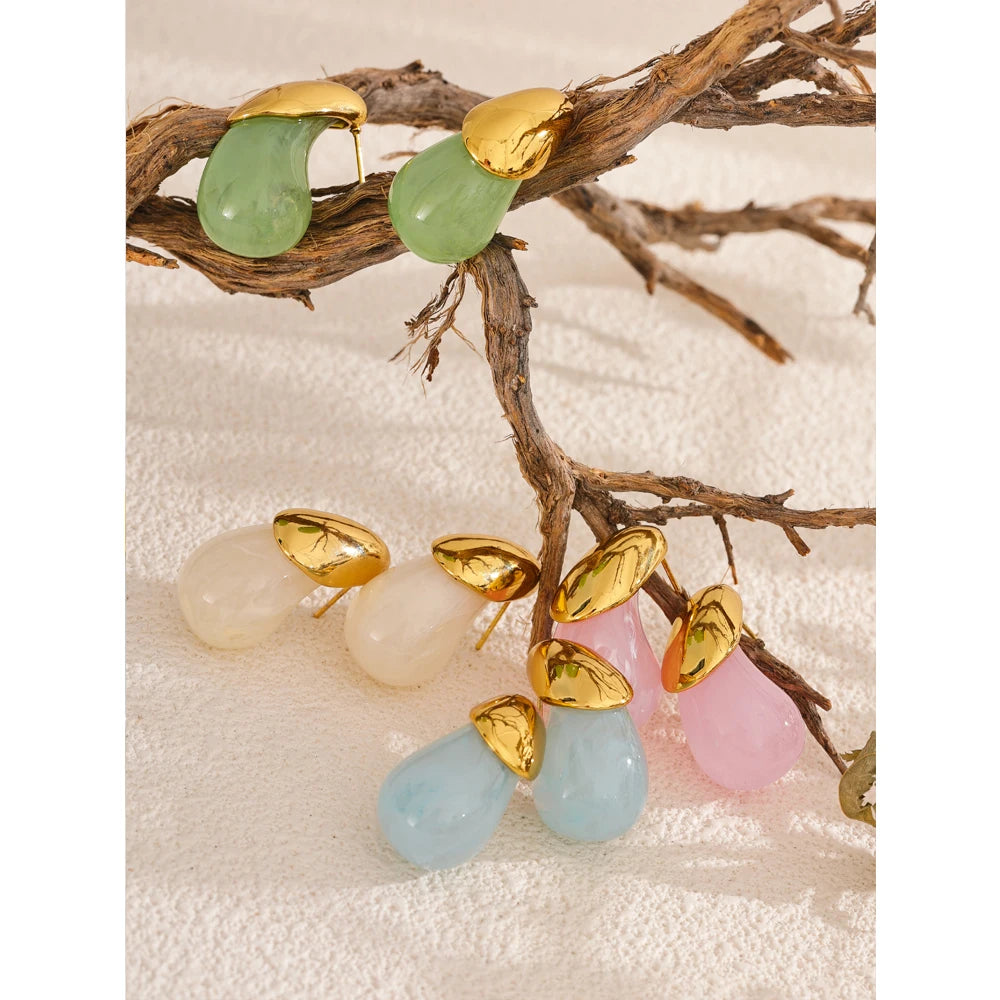 Colorful Resin Water Drop Y2K Fashion Earrings