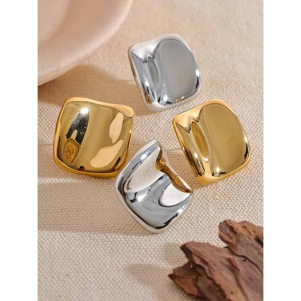 Stainless Steel Square Stud Earrings