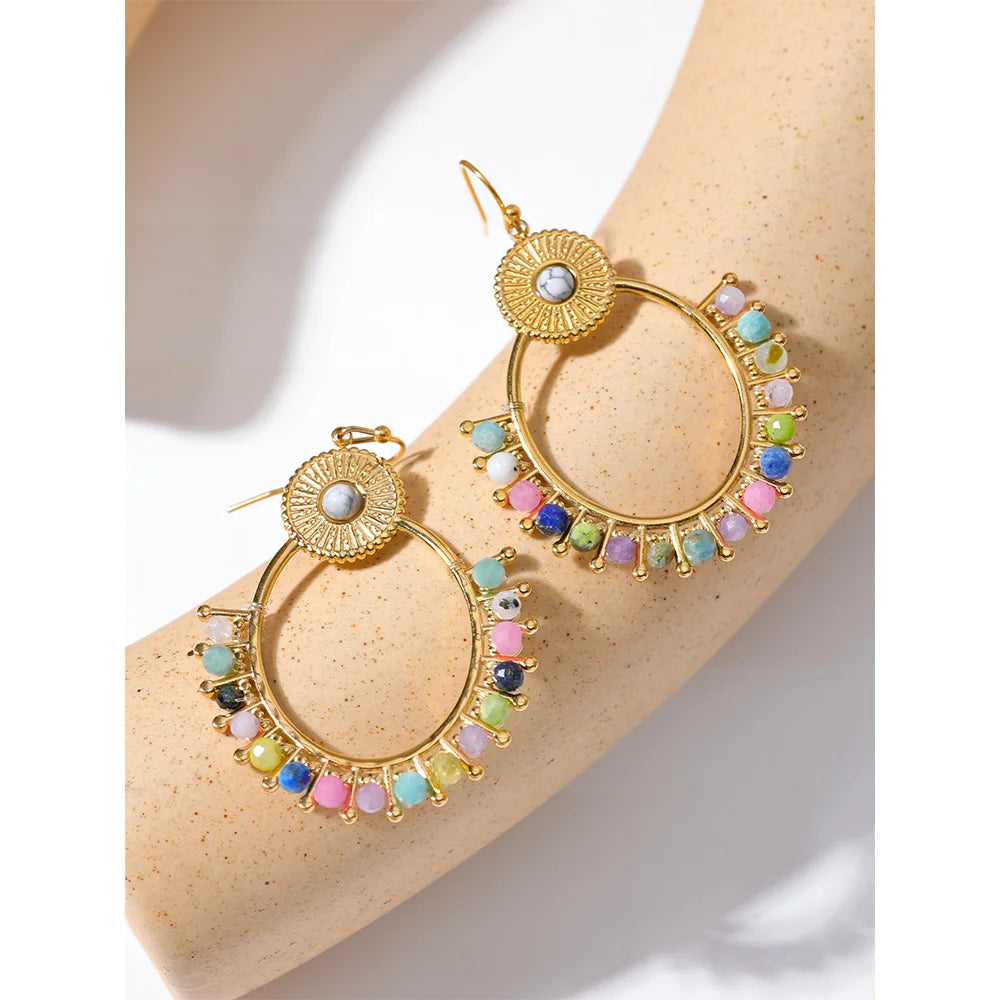 Colorful Natural Stone Pearls  Earrings