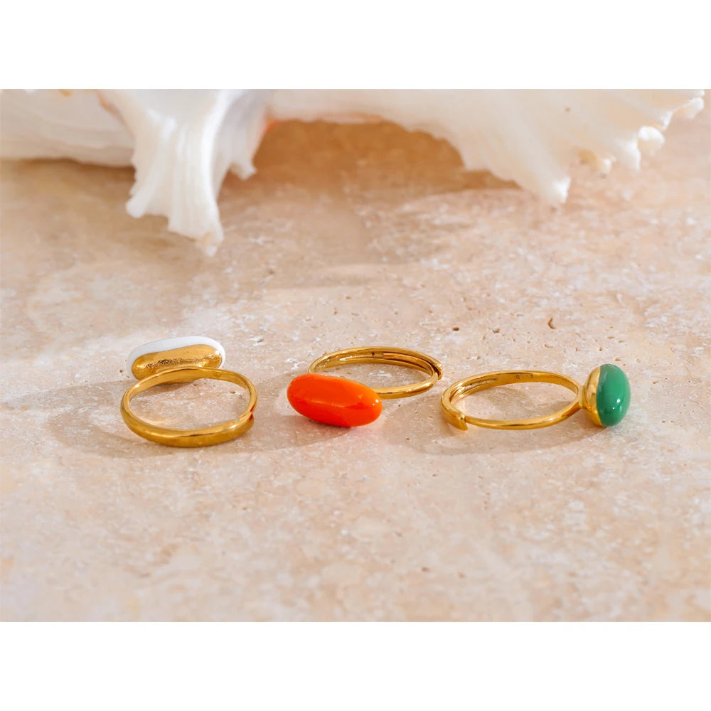 Candy Fashion Ring Water-resistant 316L Stainless Steel Golden Joyful Jewelry