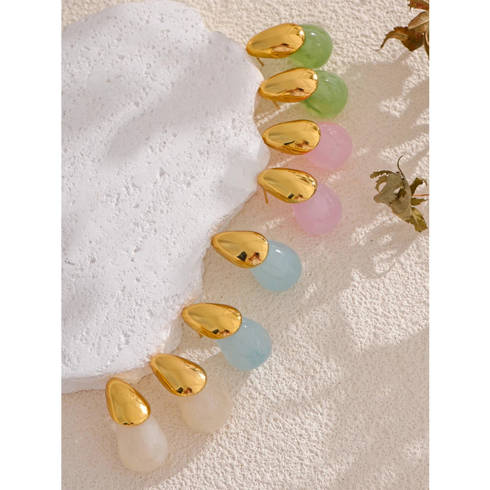 Colorful Resin Water Drop Y2K Fashion Earrings