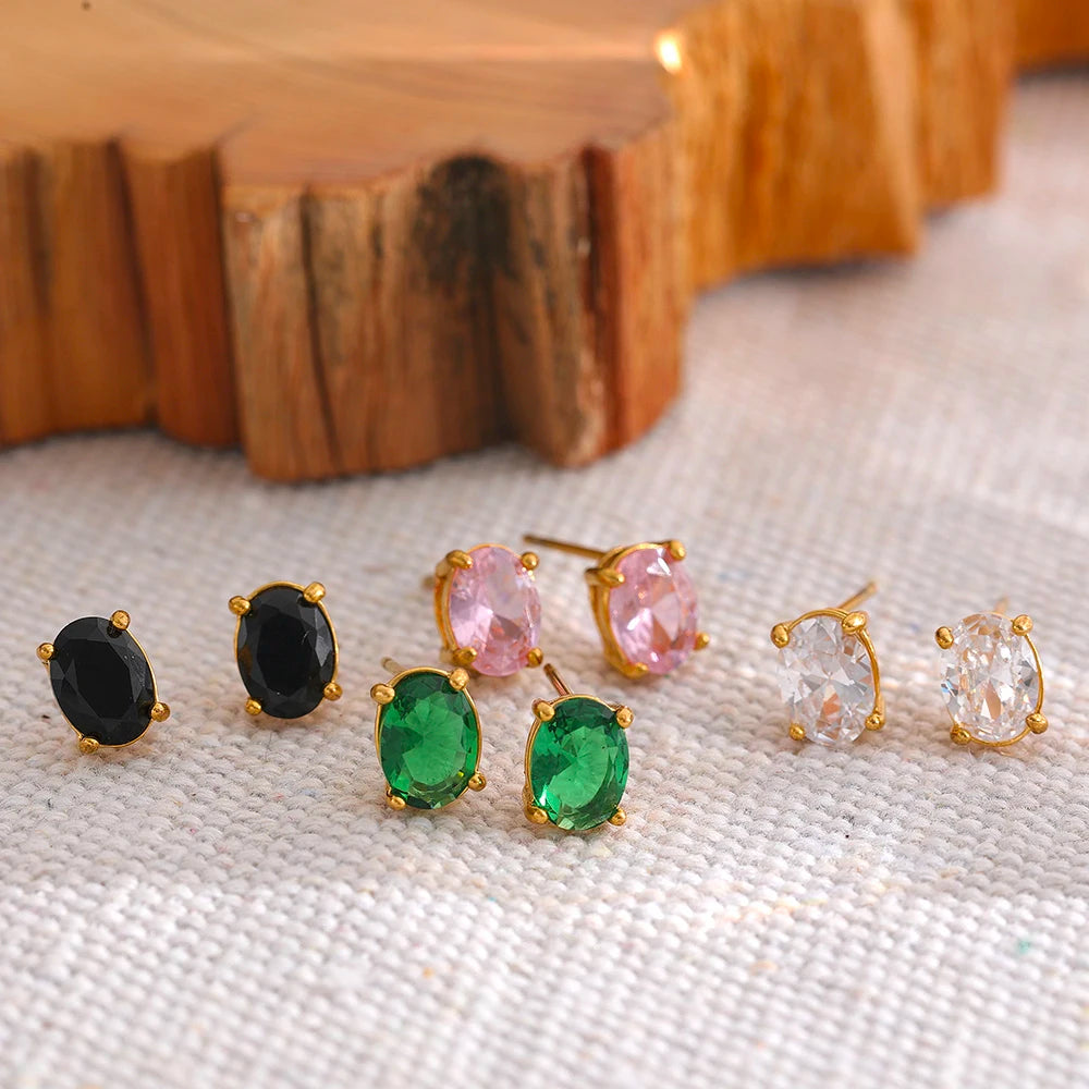 Multicolor Green Cubic Zirconia Luxury Stud Earrings