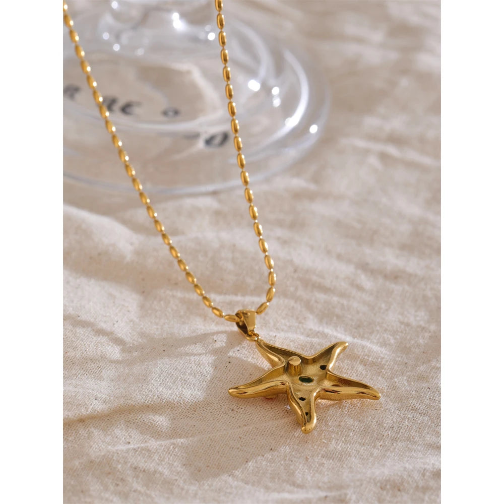 Colorful Starfish Golden Pendant Necklace