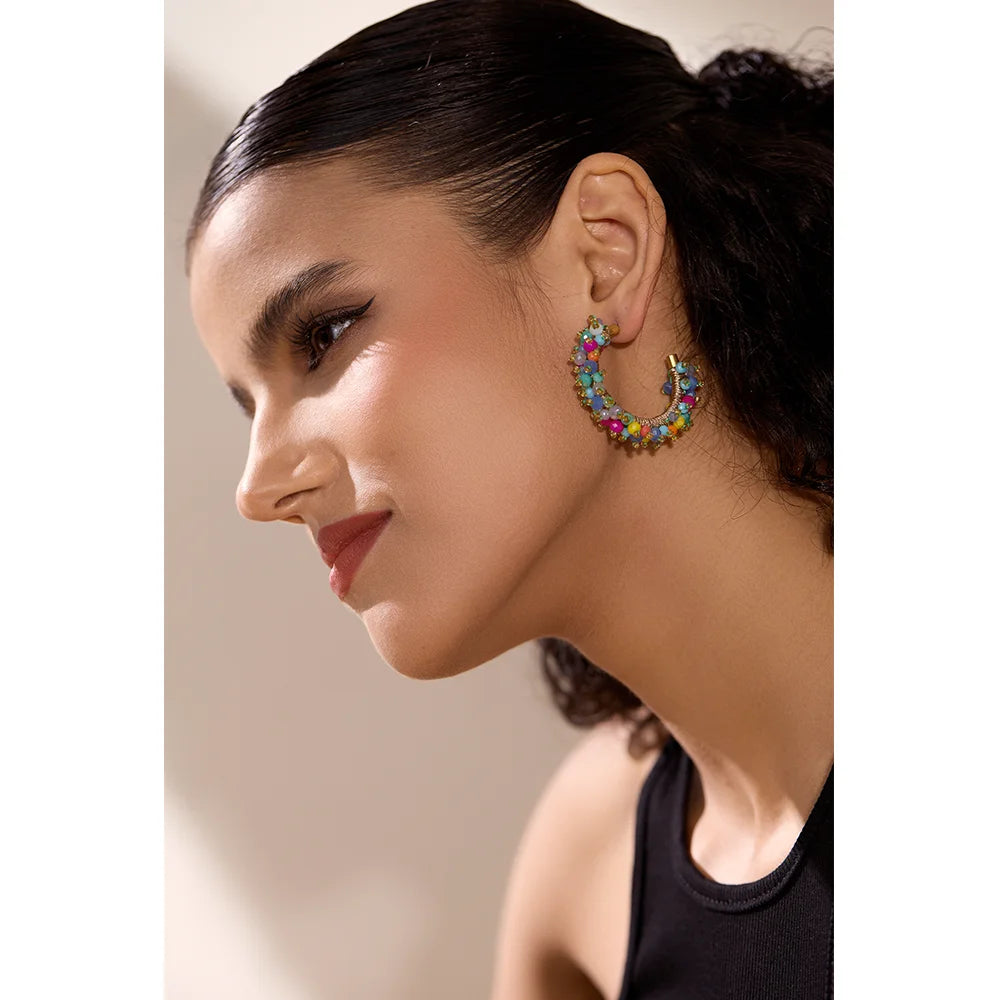 Colorful Crystal Stainless Steel Earrings Luxury Handmade Charm