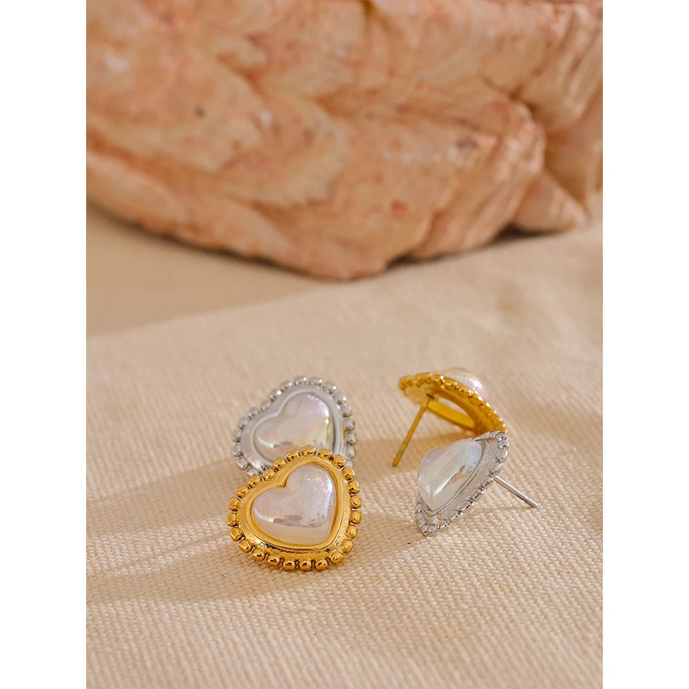 Exquisite Imitation Pearl Heart Love Daily Stud Earrings