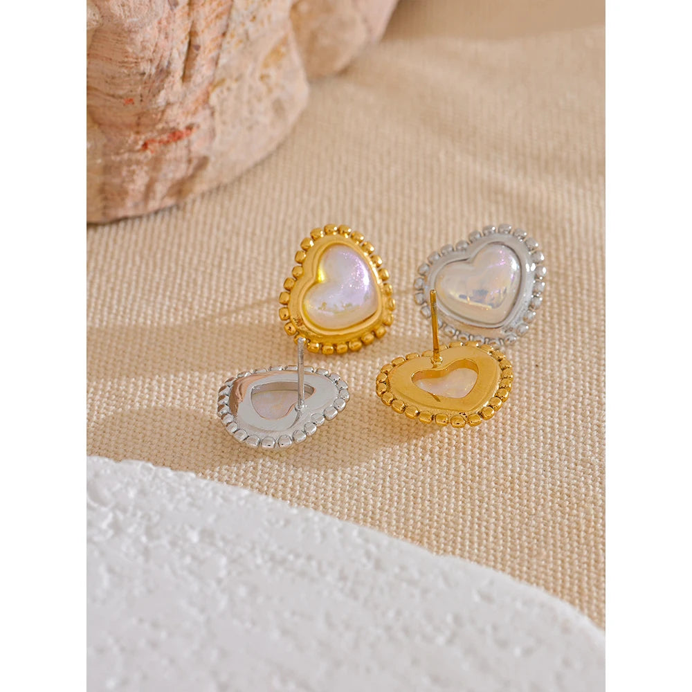 Exquisite Imitation Pearl Heart Love Daily Stud Earrings