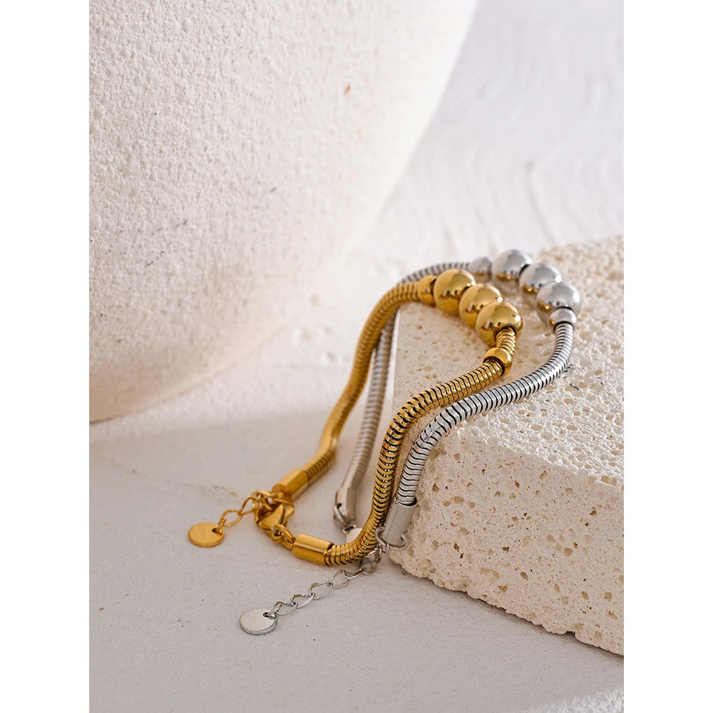 Stainless Steel Gold Silver Color Chain Bracelet