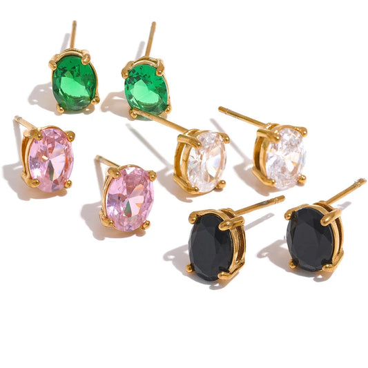 Multicolor Green Cubic Zirconia Luxury Stud Earrings