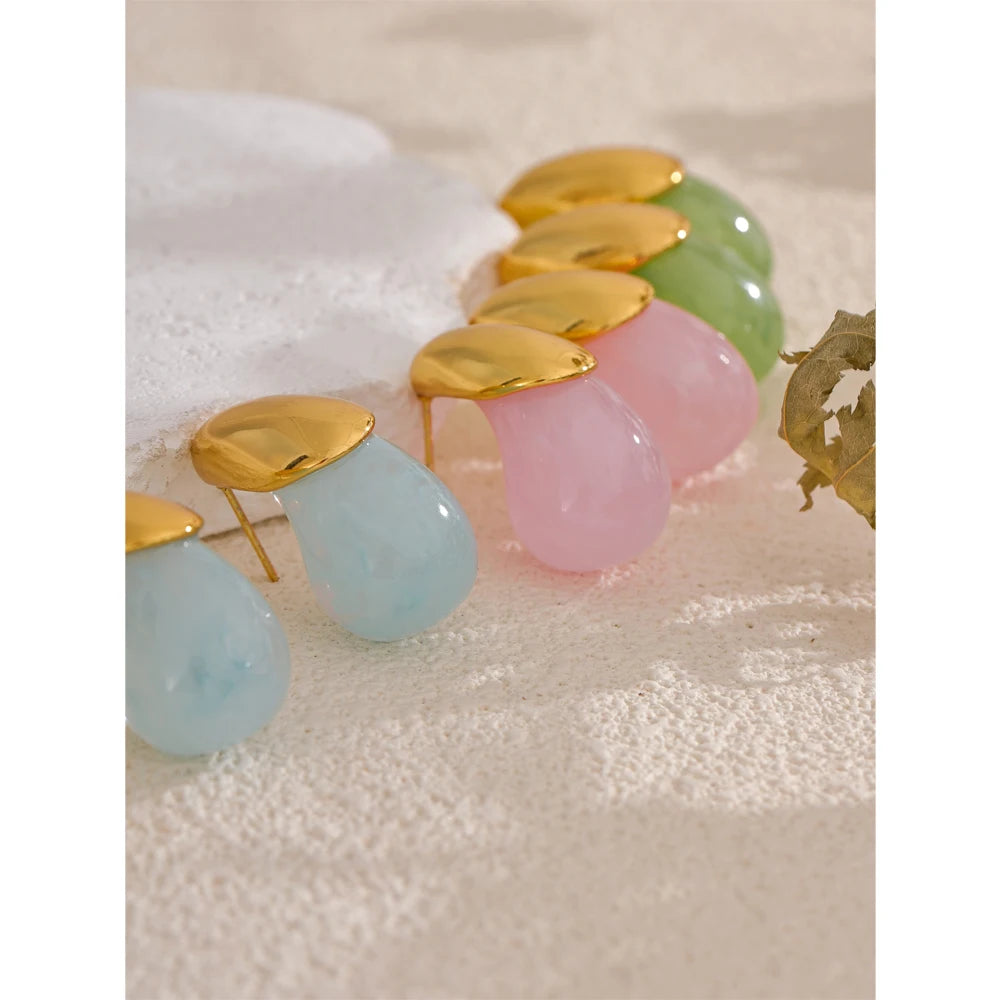 Colorful Resin Water Drop Y2K Fashion Earrings