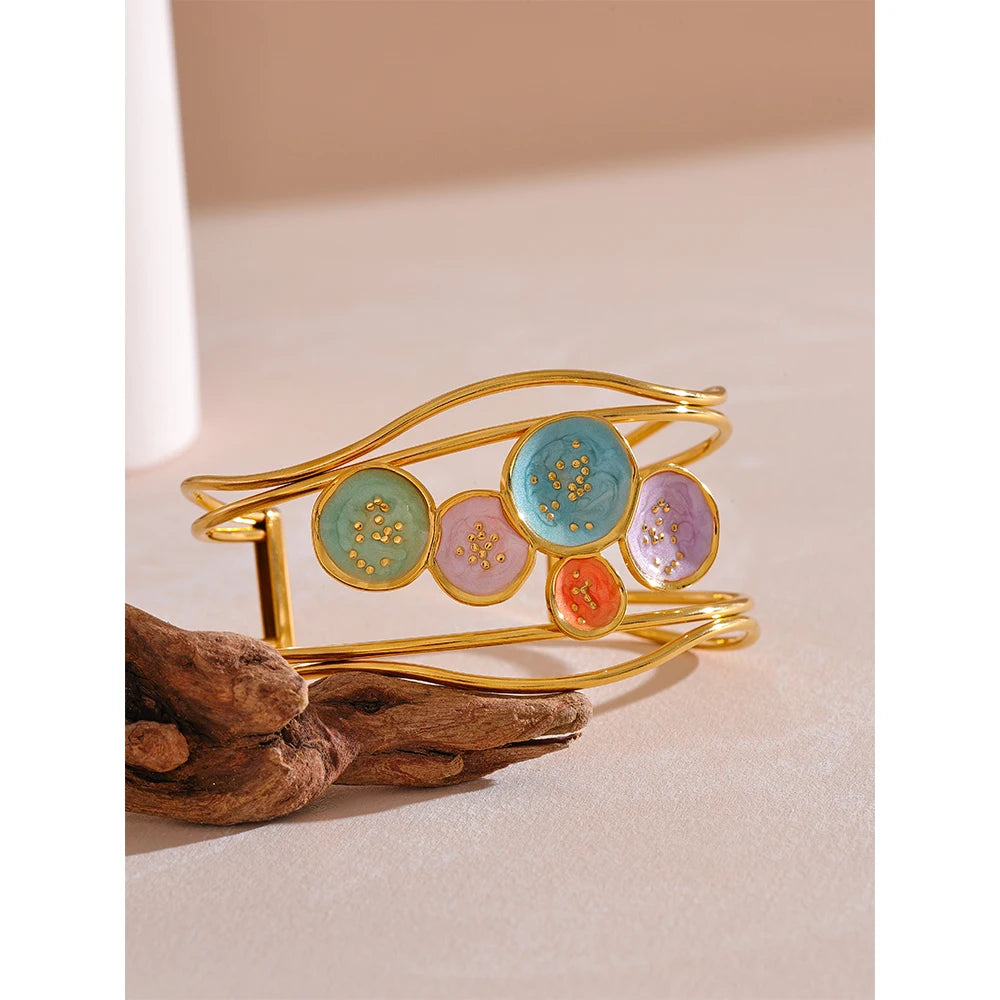 Fashion Colorful Enamel Open Bracelet