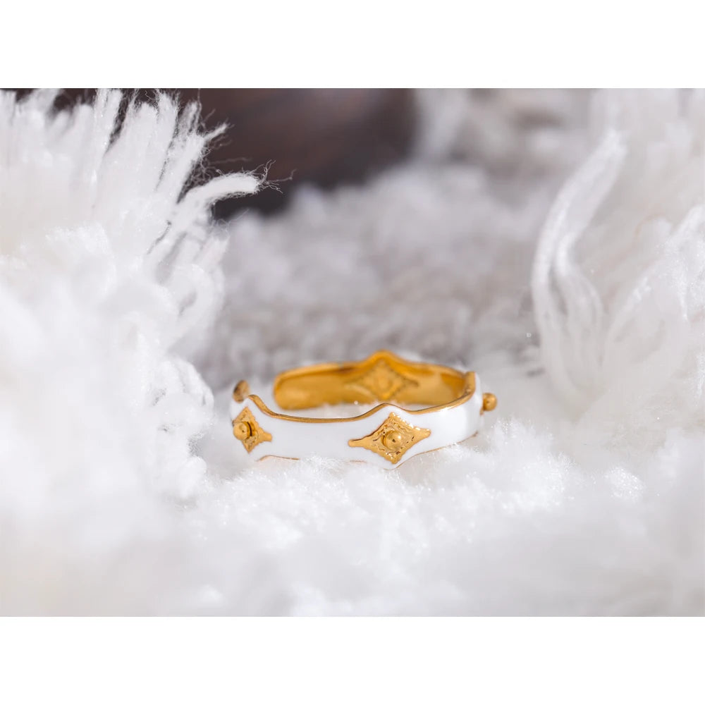 Star Open Gold Color Adjustable Ring Stainless Steel Water Resistant Fashion