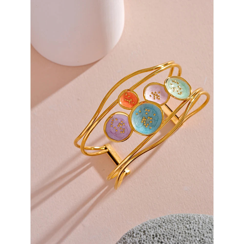 Fashion Colorful Enamel Open Bracelet