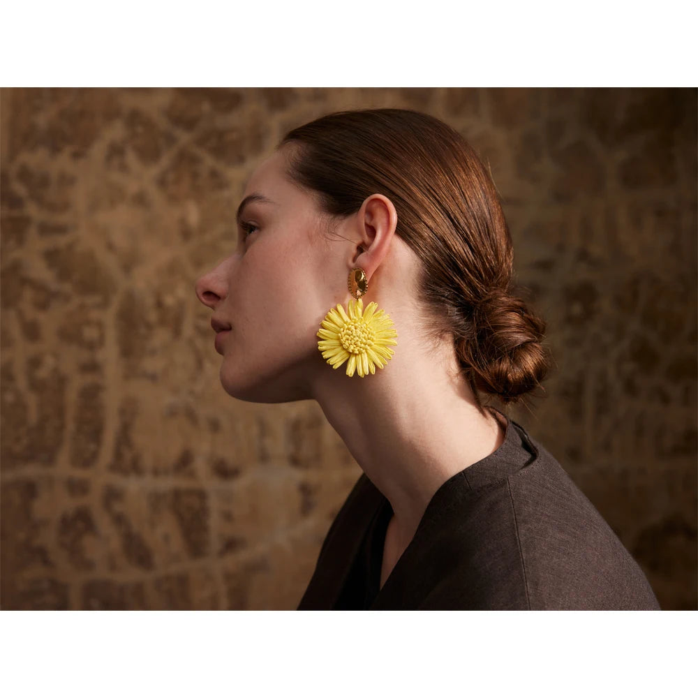 Colorful Raffia Flower Earrings