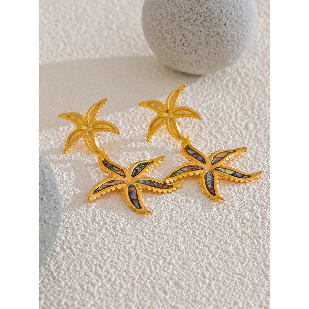 Starfish Flower Summer Drop Dangle Big Earrings