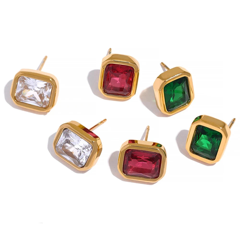 Cubic Zirconia CZ Bling Stud Earrings