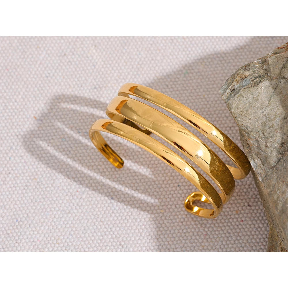 Stainless Steel Statement Gold Color Cuff Bracelet