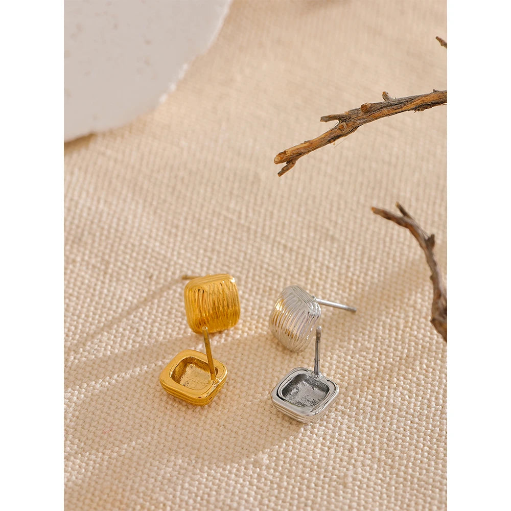 Small Square Stainless Steel Metal Earrings