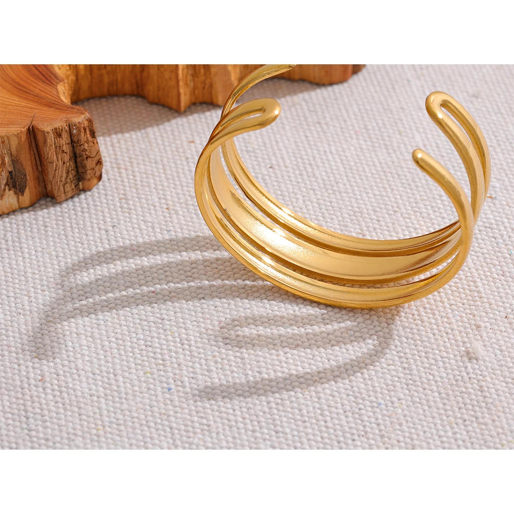 Stainless Steel Statement Gold Color Cuff Bracelet