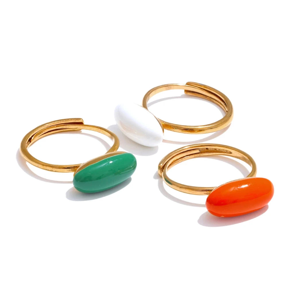 Candy Fashion Ring Water-resistant 316L Stainless Steel Golden Joyful Jewelry