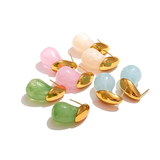 Colorful Resin Water Drop Y2K Fashion Earrings