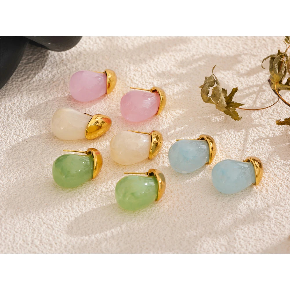 Colorful Resin Water Drop Y2K Fashion Earrings