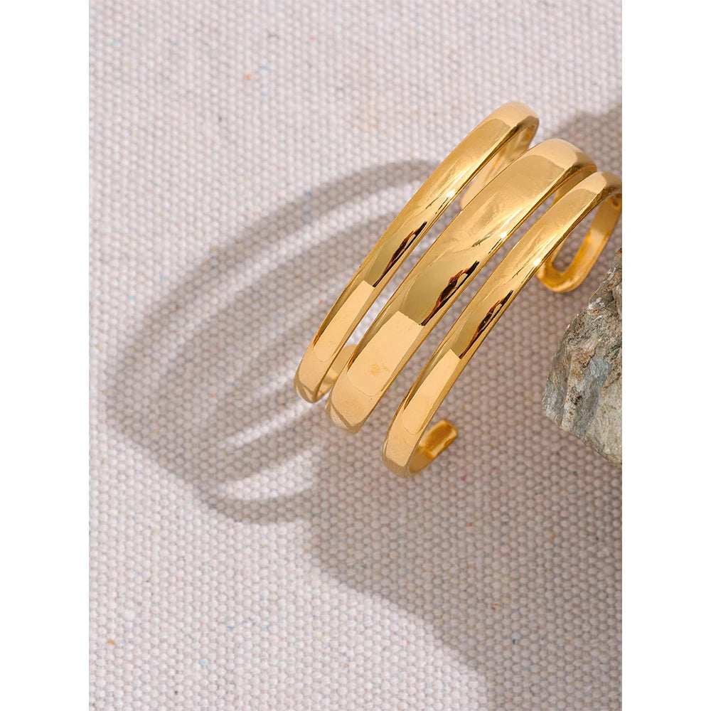 Stainless Steel Statement Gold Color Cuff Bracelet